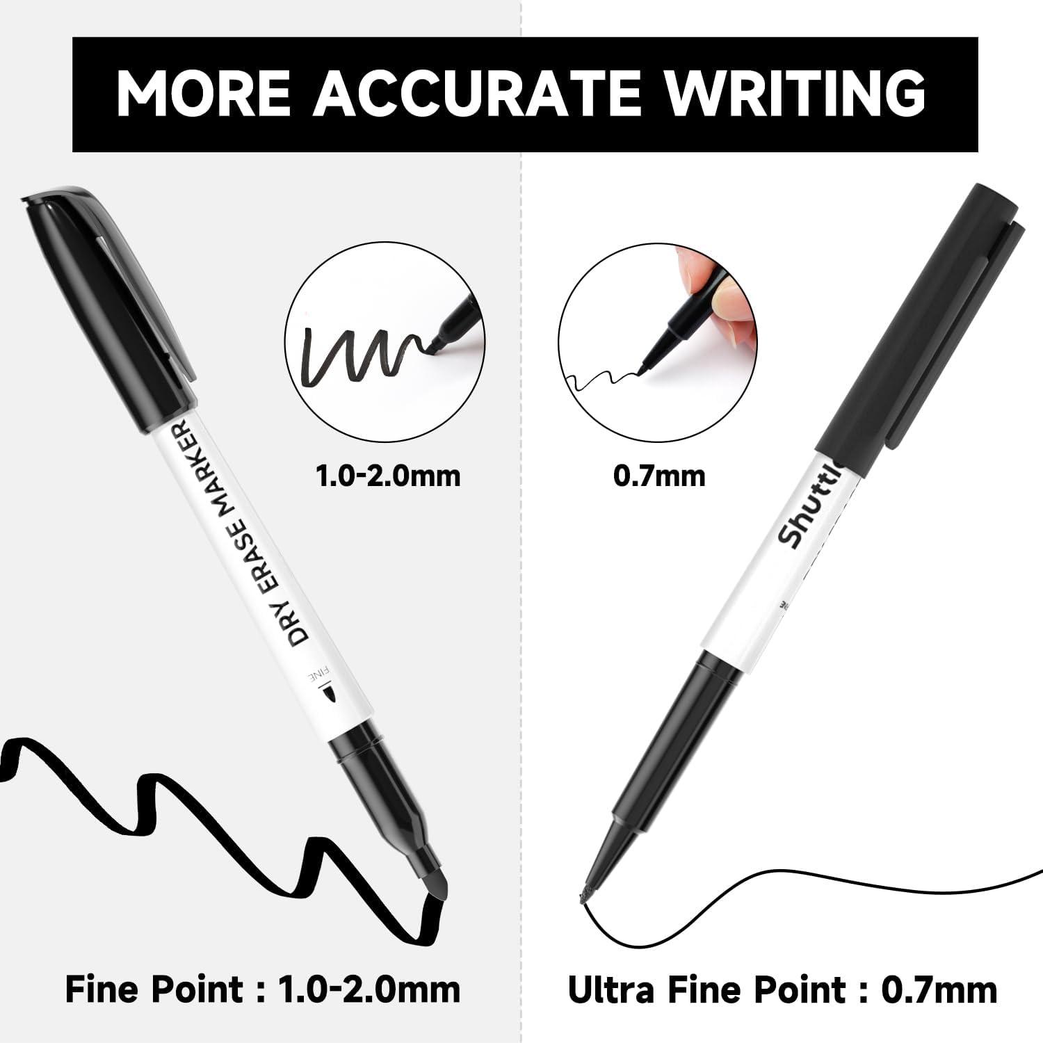 imageShuttle Art Dry Erase Markers 15 Colors Magnetic Whiteboard Markers Fine Point Perfect For Writing on Whiteboards DryErase BoardsMirrors for School Office Home15 Ultra Fine Black