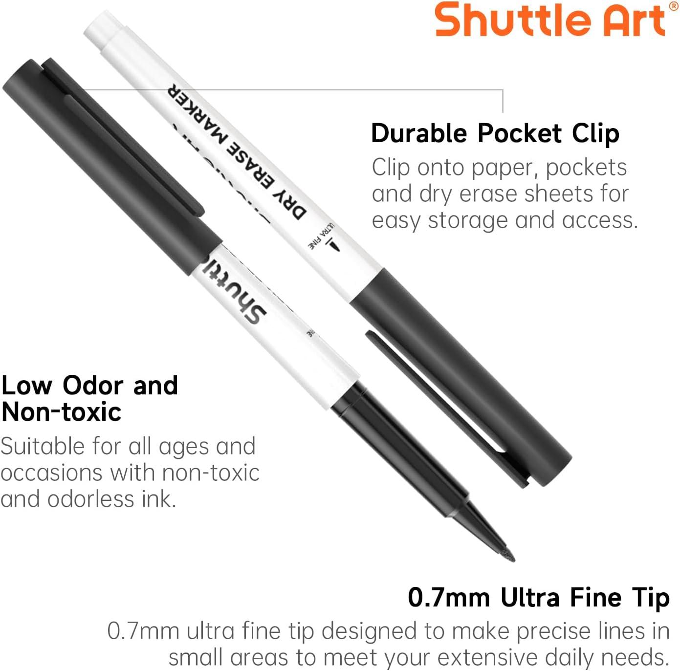 imageShuttle Art Dry Erase Markers 15 Colors Magnetic Whiteboard Markers Fine Point Perfect For Writing on Whiteboards DryErase BoardsMirrors for School Office Home15 Ultra Fine Black