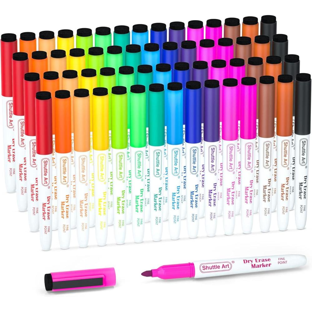 imageShuttle Art Dry Erase Markers 15 Colors Magnetic Whiteboard Markers with EraseFine Point Perfect For Writing on Whiteboards DryErase BoardsMirrors for School Office HomeMulticolor