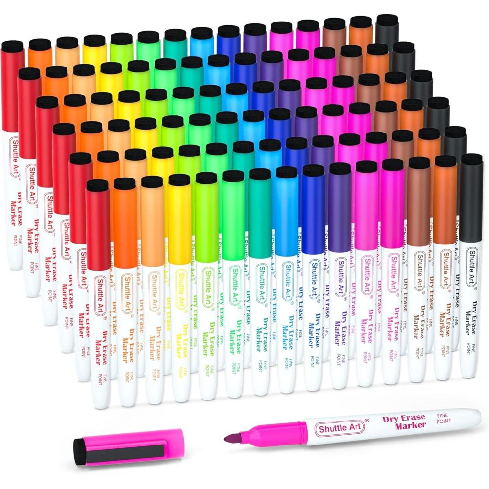 imageShuttle Art Magnetic Whiteboard Markers 20 Pieces Fine Tip and Eraser Dry Erase Whiteboard Markers for Writing on Whiteboards Weekly Planner Glass for School Office Home90 Pack 15 Colors