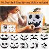 Shuttle Art 20 PCS Halloween Pumpkin Carving Kit, 10 PCS Professional Heavy Duty Stainless Steel Pumpkin Carving Tools with 10 Pumpkin Stencils and Carrying Case, Safe and Durable for Kids Adults