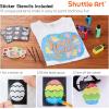 Shuttle Art Fabric Paint, 18 Colors Permanent Soft Fabric Paint in Bottles (60ml/2oz) with Brushes, Palette, Stencils, Non-Toxic Textile Paint for T-Shirts, Shoes, Jeans, Bags, DIY Projects&Art(Metallic)