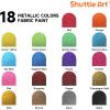 Shuttle Art Fabric Paint, 18 Colors Permanent Soft Fabric Paint in Bottles (60ml/2oz) with Brushes, Palette, Stencils, Non-Toxic Textile Paint for T-Shirts, Shoes, Jeans, Bags, DIY Projects&Art(Metallic)