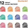 Shuttle Art Magnetic Whiteboard Markers, 20 Pieces Fine Tip and Eraser, Dry Erase Whiteboard Markers, for Writing on Whiteboards, Weekly Planner, Glass for School Office Home(144 Pack 12 Colors)