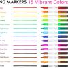 Shuttle Art Magnetic Whiteboard Markers, 20 Pieces Fine Tip and Eraser, Dry Erase Whiteboard Markers, for Writing on Whiteboards, Weekly Planner, Glass for School Office Home(90 Pack 15 Colors)