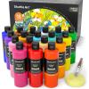 Shuttle Art 18 Colors Acrylic Paint Bottle Set (250ml/8.45oz), Rich Pigmented Bulk Painting Supplies for Artists, Beginners and Kids on Rocks Crafts Canvas Wood Ceramic