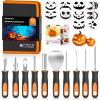 Shuttle Art 20 PCS Halloween Pumpkin Carving Kit, 10 PCS Professional Heavy Duty Stainless Steel Pumpkin Carving Tools with 10 Pumpkin Stencils and Carrying Case, Safe and Durable for Kids Adults
