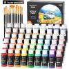 Shuttle Art Acrylic Paint Set, 36 Colors Acrylic Paint with Brushes & Palette, 2oz/60ml Bottles, Rich Pigments Non-toxic for Artists Kids & Adults, Painting on Canvas Rock Ceramic Wood(54 Colors)