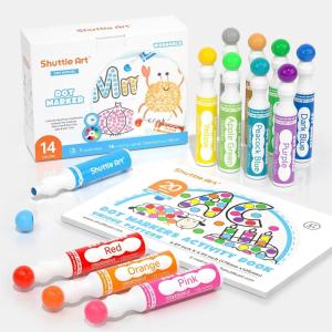 Shuttle Art Dot Markers, 10 Colors Washable Markers for Toddlers,Bingo Daubers Supplies Kids Preschool Children, Non Toxic Water-Based(14 Colors)