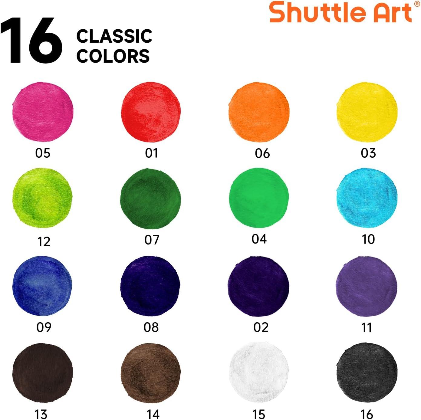 imageShuttle Art 16 Colors Watercolor Paint Set Bulk Pack of 24 Watercolor Paint Set with Paint Brushes for Kids and Adults Washable Paint for Classroom Parties Kindergarten and Art Activities
