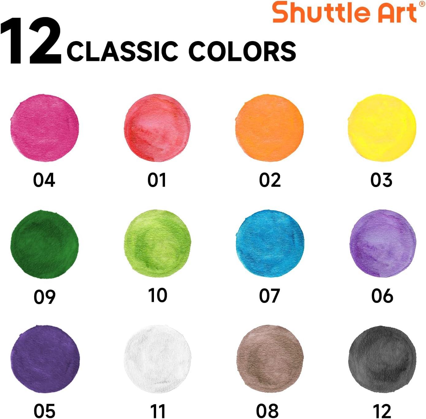imageShuttle Art 30 pack Watercolor Paint Set Bulk 12 Colors Watercolor Paint Set bulk with Paint Brushes for Kids and Adults Washable Paint for Classroom Parties Kindergarten and Art Activities