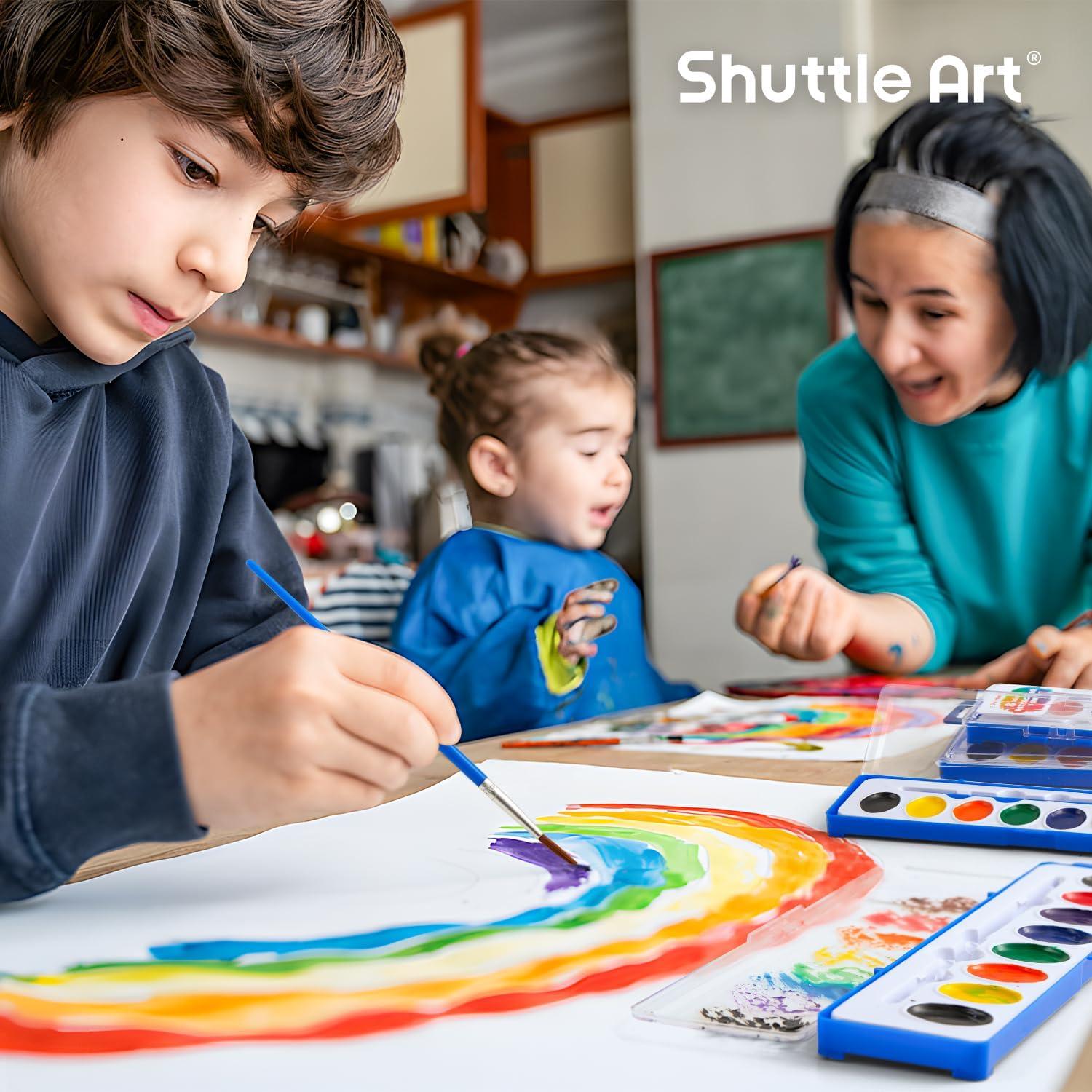 imageShuttle Art 40 Pack Watercolor Paint Set 8 Colors Watercolor Paint with Paint Brushes for Kids and Adults Washable Paint for Classroom Parties Kindergarten and Art Activities