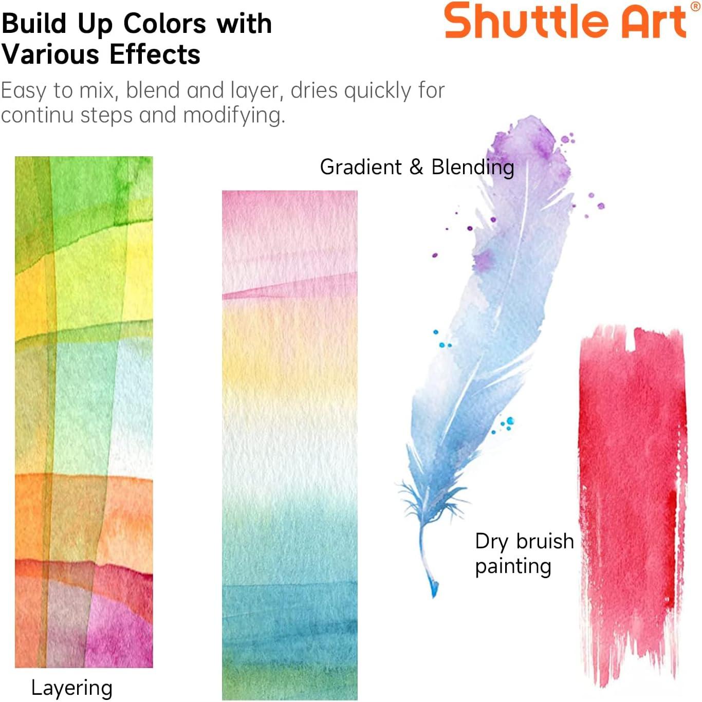 imageShuttle Art 43 Pack Watercolor Paint Set 36 Colors Watercolor Paint Pan Set with 6 Brushes and 1 Watercolor Pad for Beginners Artists Kids ampamp Adults Watercolor Painting Bullet Journal Calligraphy