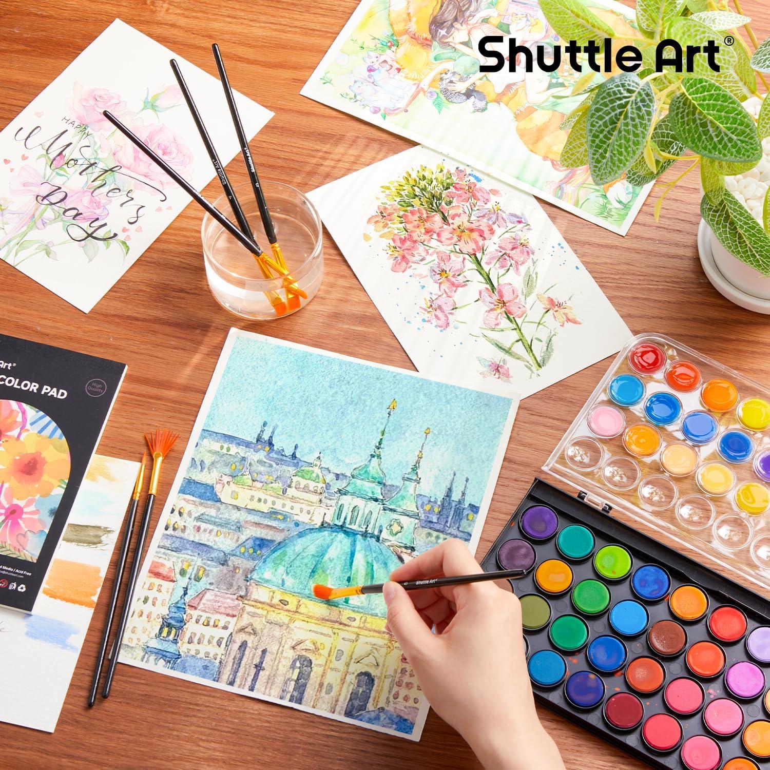 imageShuttle Art 43 Pack Watercolor Paint Set 36 Colors Watercolor Paint Pan Set with 6 Brushes and 1 Watercolor Pad for Beginners Artists Kids ampamp Adults Watercolor Painting Bullet Journal Calligraphy