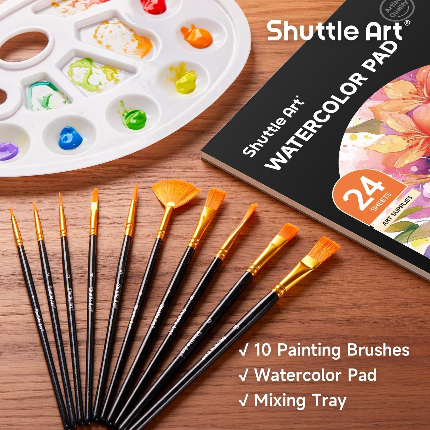 imageShuttle Art 48 Pack Watercolor Paint Set 36 Colors Watercolor Paint in Tubes 12ml Each with 10 Brushes 1 Watercolor Pad 1 Palette Premium Watercolor Kit for Artist Beginners Kids