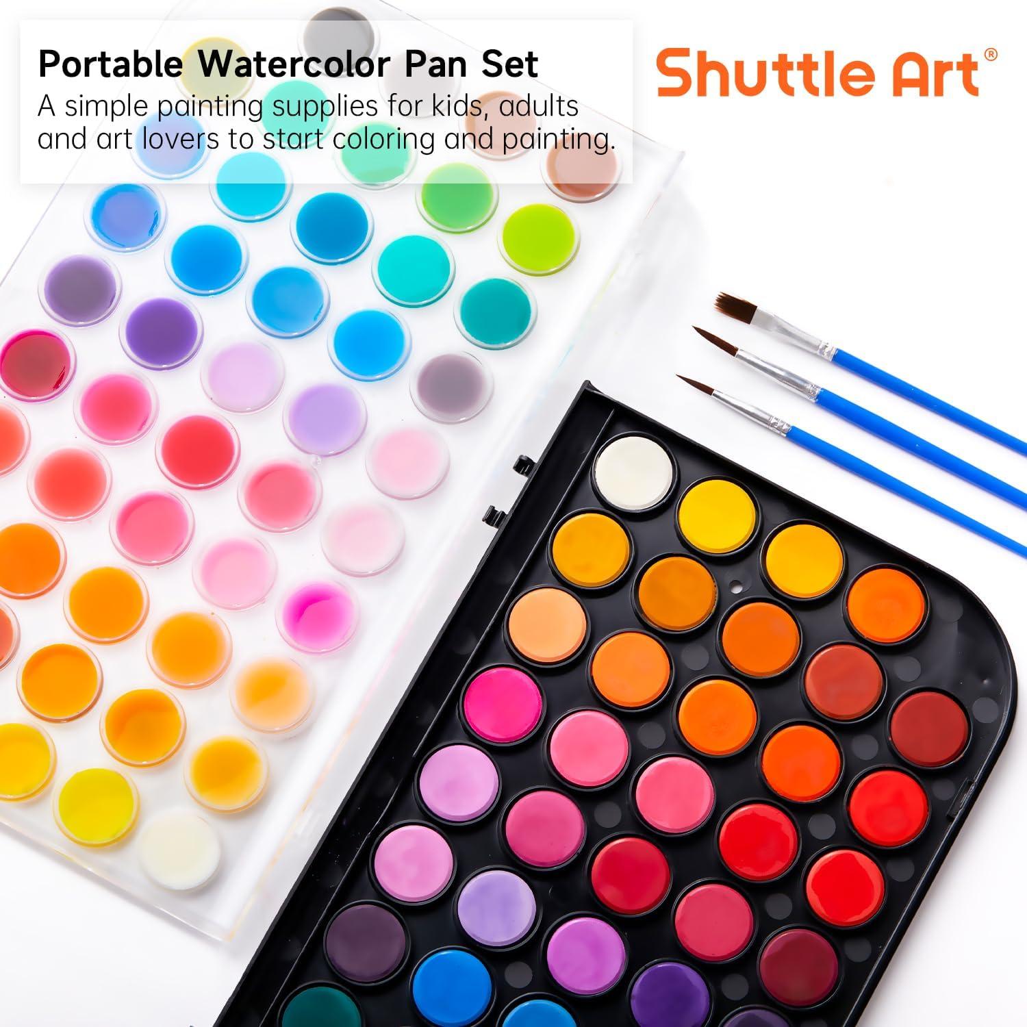 imageShuttle Art 58 Pack Watercolor Paint Set 48 Colors Watercolor Pan with 10 Paint Brushes for Beginners Artists Kids ampamp Adults to Water Color Paint Bullet Journal Calligraphy Practice
