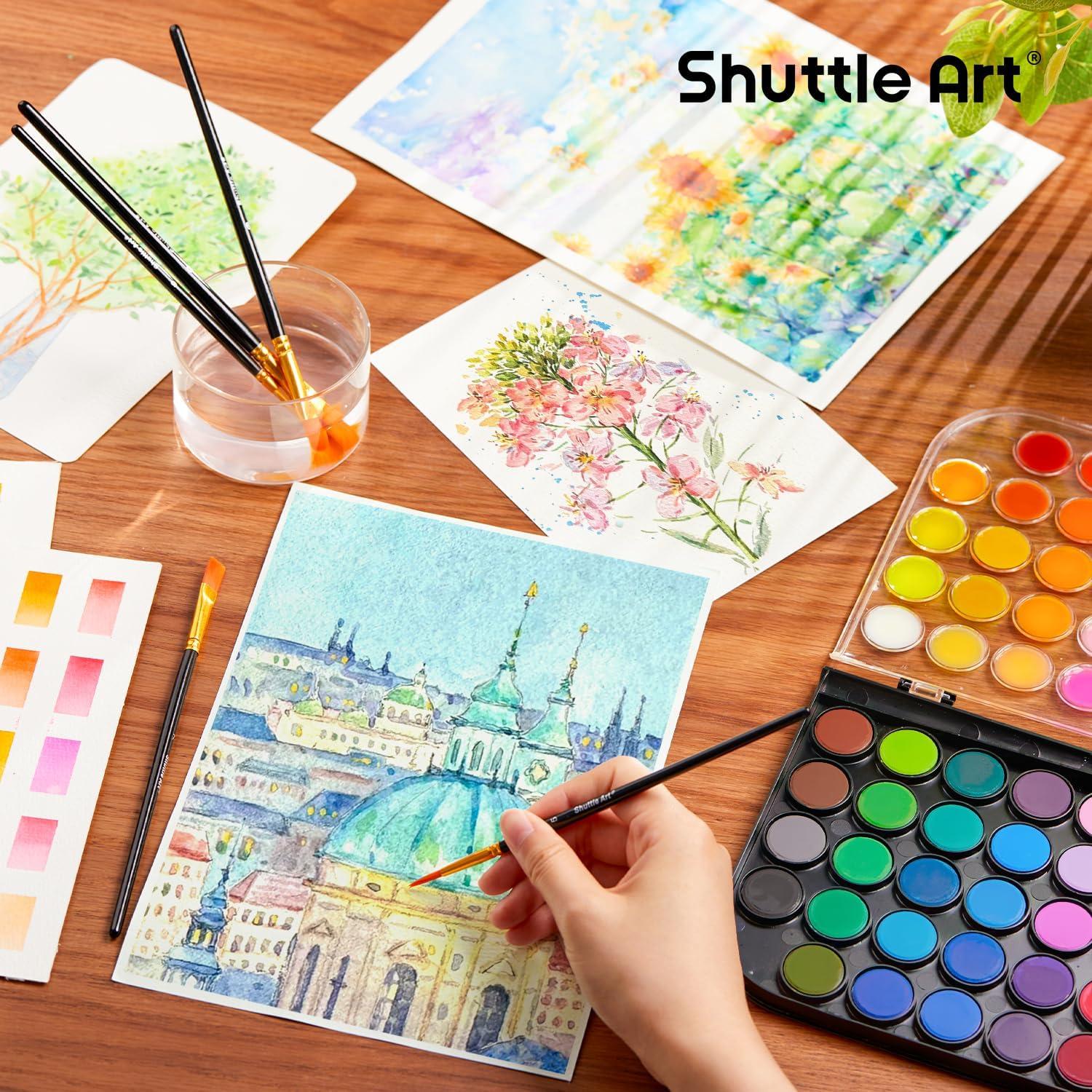 imageShuttle Art 58 Pack Watercolor Paint Set 48 Colors Watercolor Pan with 10 Paint Brushes for Beginners Artists Kids ampamp Adults to Water Color Paint Bullet Journal Calligraphy Practice