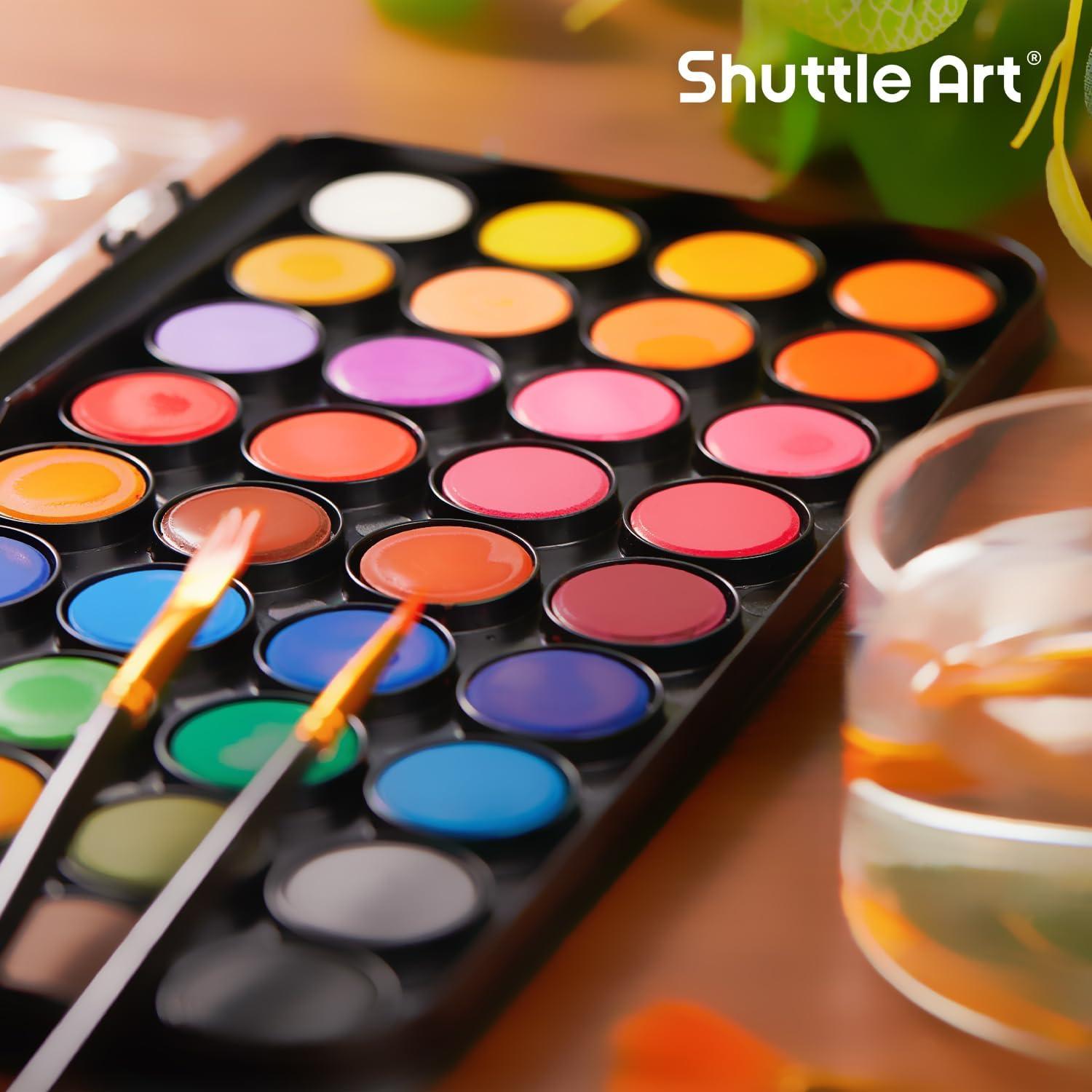 imageShuttle Art 58 Pack Watercolor Paint Set 48 Colors Watercolor Pan with 10 Paint Brushes for Beginners Artists Kids ampamp Adults to Water Color Paint Bullet Journal Calligraphy Practice