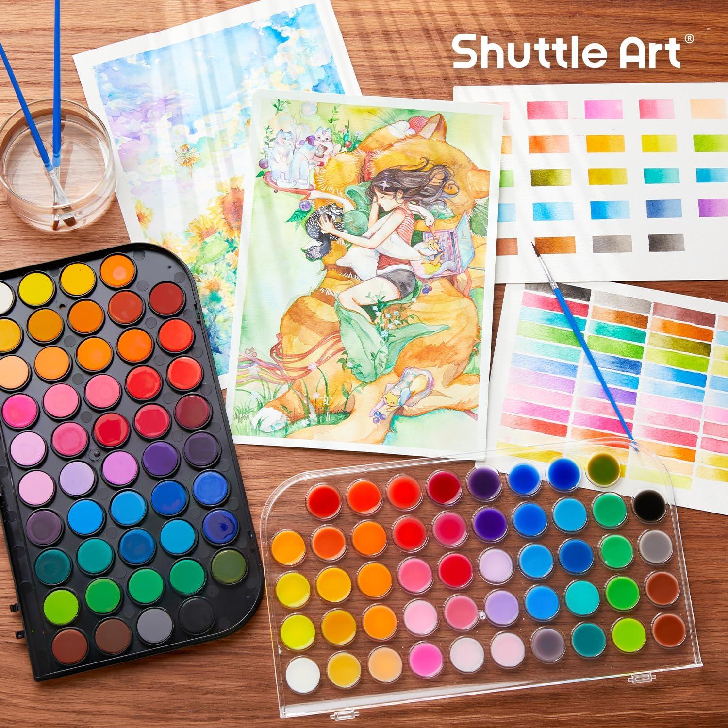 imageShuttle Art 58 Pack Watercolor Paint Set 48 Colors Watercolor Pan with 10 Paint Brushes for Beginners Artists Kids ampamp Adults to Water Color Paint Bullet Journal Calligraphy Practice