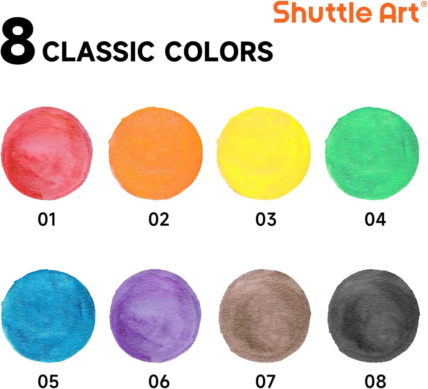 imageShuttle Art 8 Colors Watercolor Paint Set 24 Pack with Paint Brushes ampamp Color Wheels Washable for Kids ampamp Adults Suitable for Classroom Parties Kindergarten ampamp Art Activities8 Colors 60 Pack