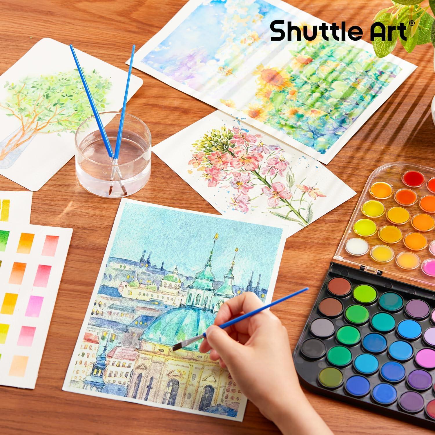 imageShuttle Art Watercolor Paint Set 48 Colors Watercolor Paint Pan Set with 3 Paint Brushes for Beginners Artists Kids ampamp Adults for Painting Journaling Calligraphy Practice