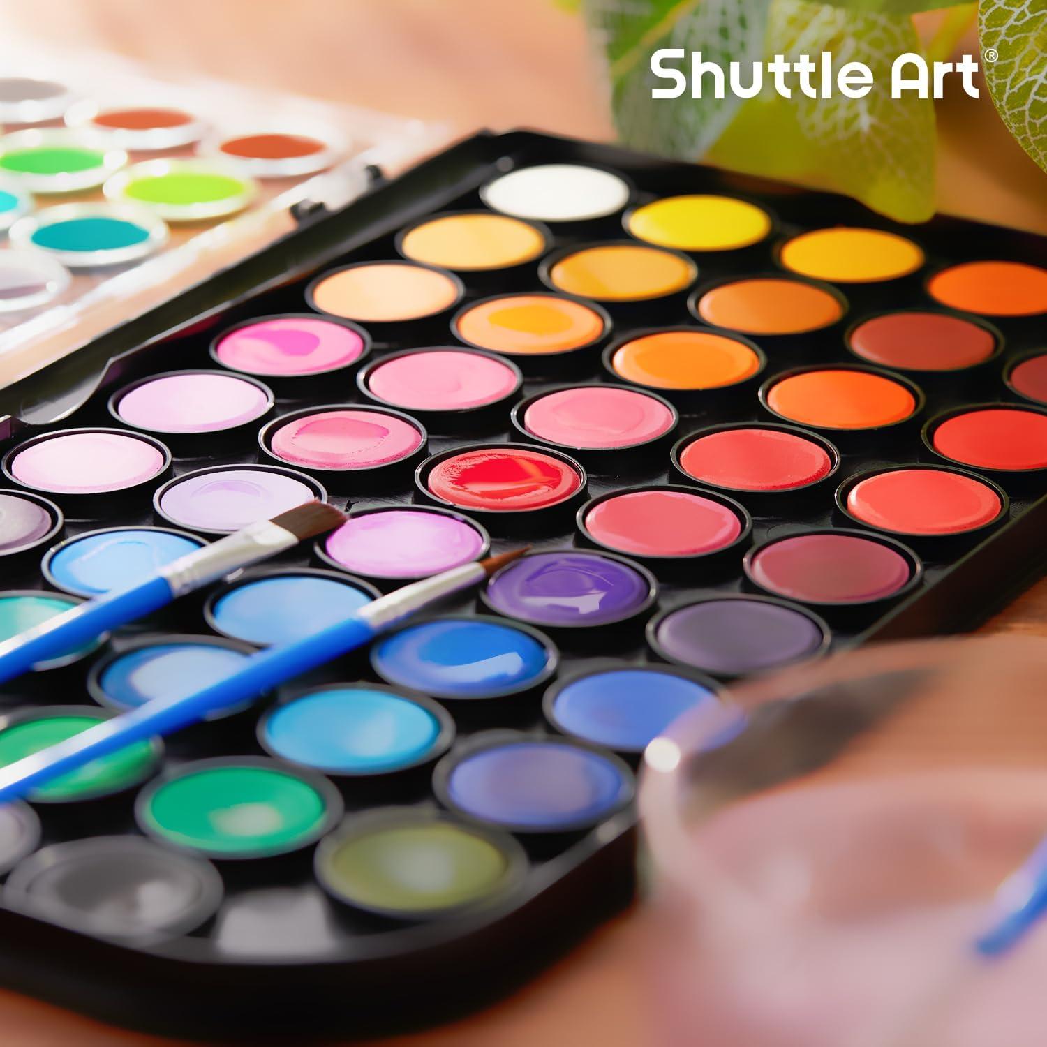 imageShuttle Art Watercolor Paint Set 48 Colors Watercolor Paint Pan Set with 3 Paint Brushes for Beginners Artists Kids ampamp Adults for Painting Journaling Calligraphy Practice