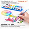 Shuttle Art 8 Colors Watercolor Paint Set, 24 Pack with Paint Brushes & Color Wheels, Washable for Kids & Adults, Suitable for Classroom, Parties, Kindergarten & Art Activities(8 Colors 60 Pack)