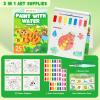 Shuttle Art Paint with Water Coloring Book for Kids, 25 Animals Themed Pages with 2 Brushes, Mess-Free Watercolor Paint Set, Travel-Friendly Art Craft Gift for Toddlers, Birthday Christmas Gift(Animals)