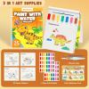 Shuttle Art Paint with Water Coloring Book for Kids, 25 Animals Themed Pages with 2 Brushes, Mess-Free Watercolor Paint Set, Travel-Friendly Art Craft Gift for Toddlers, Birthday Christmas Gift(Dinosaur)