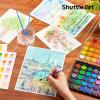 Shuttle Art Watercolor Paint Set, 48 Colors Watercolor Paint Pan Set with 3 Paint Brushes for Beginners, Artists, Kids & Adults for Painting, Journaling, Calligraphy Practice