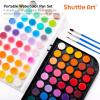 Shuttle Art Watercolor Paint Set, 48 Colors Watercolor Paint Pan Set with 3 Paint Brushes for Beginners, Artists, Kids & Adults for Painting, Journaling, Calligraphy Practice
