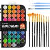 Shuttle Art 58 Pack Watercolor Paint Set, 48 Colors Watercolor Pan with 10 Paint Brushes for Beginners, Artists, Kids & Adults to Water Color Paint, Bullet Journal, Calligraphy Practice