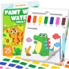 Shuttle Art Paint with Water Coloring Book for Kids, 25 Animals Themed Pages with 2 Brushes, Mess-Free Watercolor Paint Set, Travel-Friendly Art Craft Gift for Toddlers, Birthday Christmas Gift(Animals)
