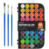 Shuttle Art Watercolor Paint Set, 48 Colors Watercolor Paint Pan Set with 3 Paint Brushes for Beginners, Artists, Kids & Adults for Painting, Journaling, Calligraphy Practice