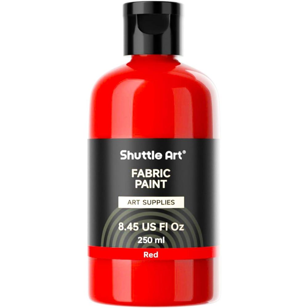 imageShuttle Art Black Fabric Paint 169 oz500 ml Permanent Fabric Paint for Furniture Sofa Cushions Clothes Soft NonToxic Textile Paint for Color Changing Renewal ampamp Art CreationsRed