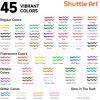 Shuttle Art Fabric Paint Set, 45 Colors 3D Permanent Paint with Brushes Palette Pen Fabric Sheet Stencils, Glow in The Dark, Glitter,Metallic Colors for Textile Fabric T-shirt Jeans Glass