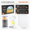 47 Pack Acrylic Paint Set, Shuttle Art 15 Colours (12ml Each, 2Pack) Acrylic Paint with 10 Brushes Painting Canvas Knife Palette Sponge, Complete Gift Set for Kids, Adults Painting Canvas, Ceramic(15 Colors x 2)
