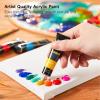 47 Pack Acrylic Paint Set, Shuttle Art 15 Colours (12ml Each, 2Pack) Acrylic Paint with 10 Brushes Painting Canvas Knife Palette Sponge, Complete Gift Set for Kids, Adults Painting Canvas, Ceramic(15 Colors x 2)