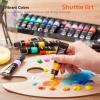 47 Pack Acrylic Paint Set, Shuttle Art 15 Colours (12ml Each, 2Pack) Acrylic Paint with 10 Brushes Painting Canvas Knife Palette Sponge, Complete Gift Set for Kids, Adults Painting Canvas, Ceramic(30 Colors)