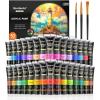 Shuttle Art 30 Colors Acrylic Paint Set, 36ml Tubes with 3 Brushes, Artist Grade Acrylic Paint, for Kids Adults Beginners, Painting on Crafts Canvas Wood Rocks