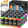 Shuttle Art Acrylic Paint, 50 Colors Acrylic Paint Set, 2oz/60ml Bottles, Rich Pigments, Water Proof, Premium for Artists, Beginners and Kids on Canvas Rocks Wood Ceramic Fabric(Metallic)