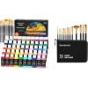 Shuttle Art Acrylic Paint Set and 12-Piece Paint Brush Set with Case – 50 Colors