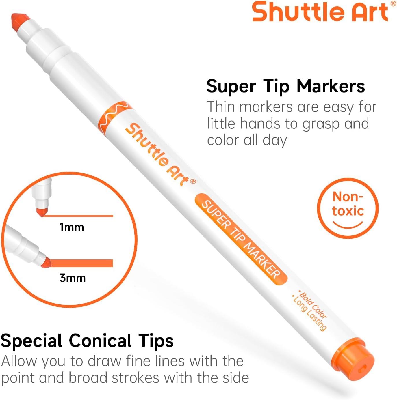 Shutterbox Markers Shuttle Art 216 Pack Washable Markers, 8 Assorted Colors Broad Line ...