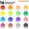 Shuttle Art 216 Pack Washable Markers, 8 Assorted Colors Broad Line Conical Tip Large Markers Bulk with a Box, Bonus Caps, Home Classroom School Supplies for Toddlers Kids Adults Students Teachers…(19 Each of 16 Colors(Broad Tips))