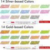 Shuttle Art 28 Pack Double Line Outline Permanent Markers, 14 Silver and 14 Gold Colors Squiggles Shimmer Markers Set, Self Outline Metallic Marker Pens for Drawing, Christmas Card, DIY Crafts(14 Colors Silver + 14 Colors Gold)