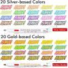 Shuttle Art Double Line Outline Permanent Markers, 40 Colors Squiggles Shimmer Markers Set, Self Outline Metallic Marker Pens for Art, Drawing, Doodling, Card Making, Christmas Card, DIY Crafts(20 Colors Silver + 20 Colors Gold)