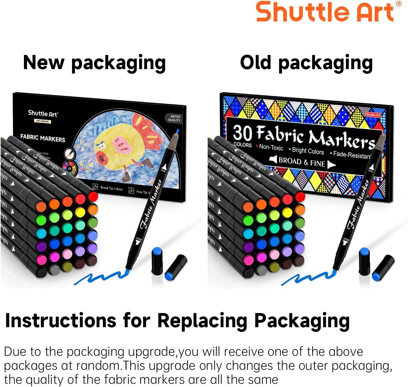 imageShuttle Art Dual Tip Fabric Markers 30 Colors Permanent No Bleed Pens for TShirts Sneakers NonToxic ampamp Child Safe for Kids Adult Painting Writing