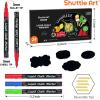 Shuttle Art Chalk Markers, 24 Vibrant Colors Liquid Chalk Markers Pens for Chalkboards, Windows, Glass, Cars, Erasable, 3mm Reversible Fine Tip with Chalkboard Labels for Office Home Supplies