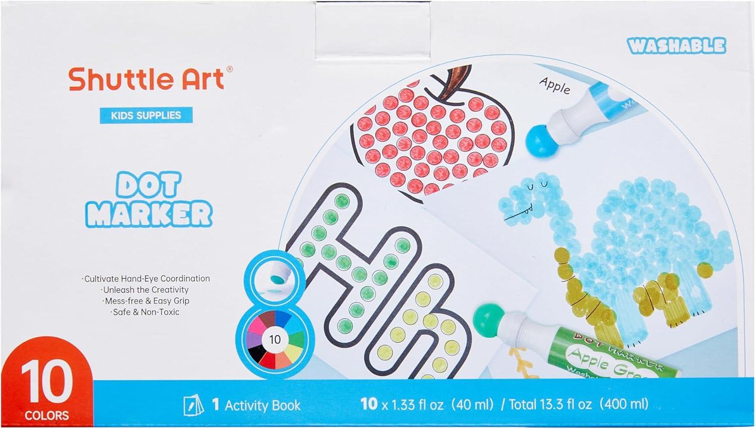 imageShuttle Art 10 Colors Dot Marker Washable NonToxic Dot Marker for Children Early Education Bingo Dabber for Creation with 1 Dot Activity Book