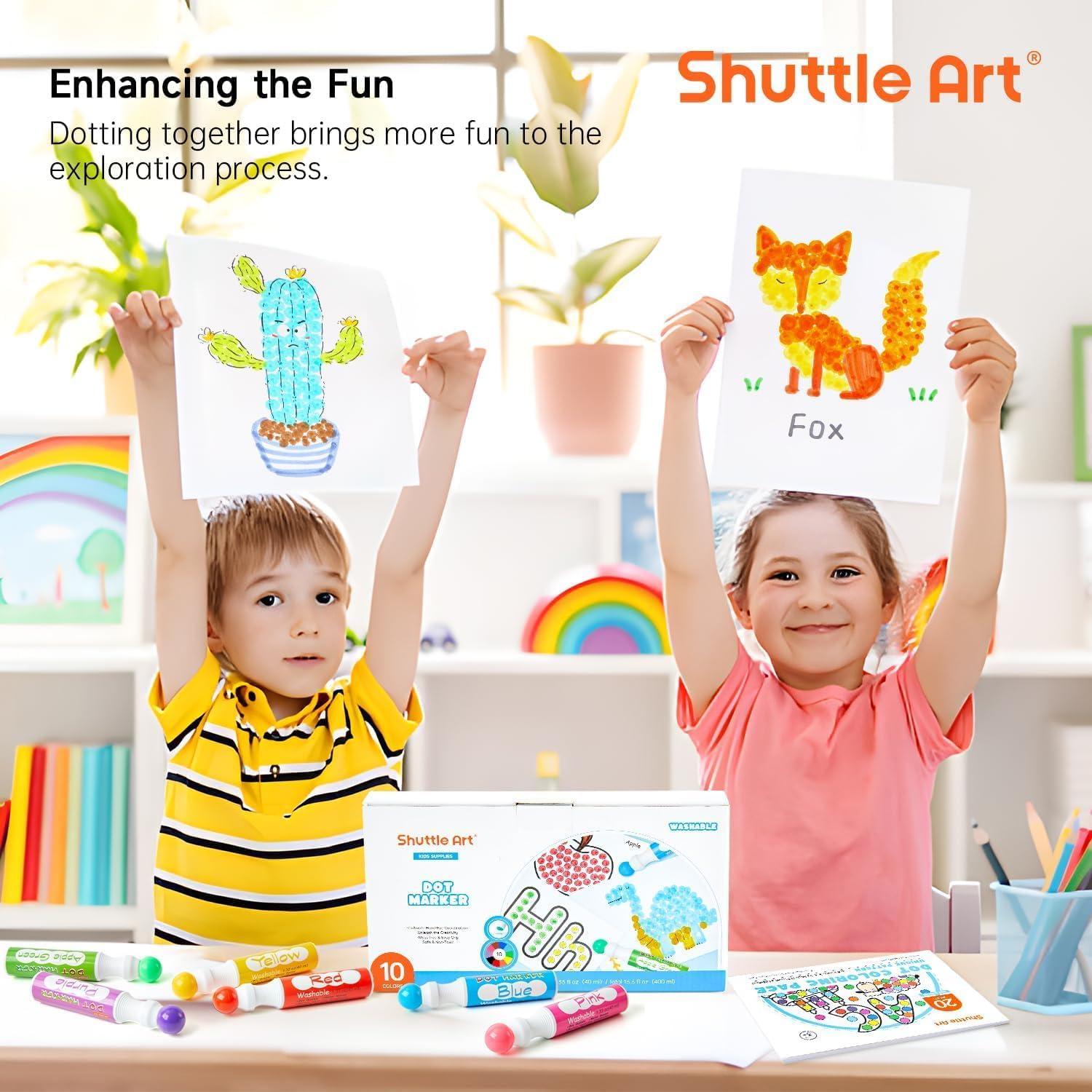 imageShuttle Art 10 Colors Dot Marker Washable NonToxic Dot Marker for Children Early Education Bingo Dabber for Creation with 1 Dot Activity Book